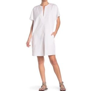 Vince White Cotton Poplin Shirt Dress Size Small Shift Short sleeves. Never Worn